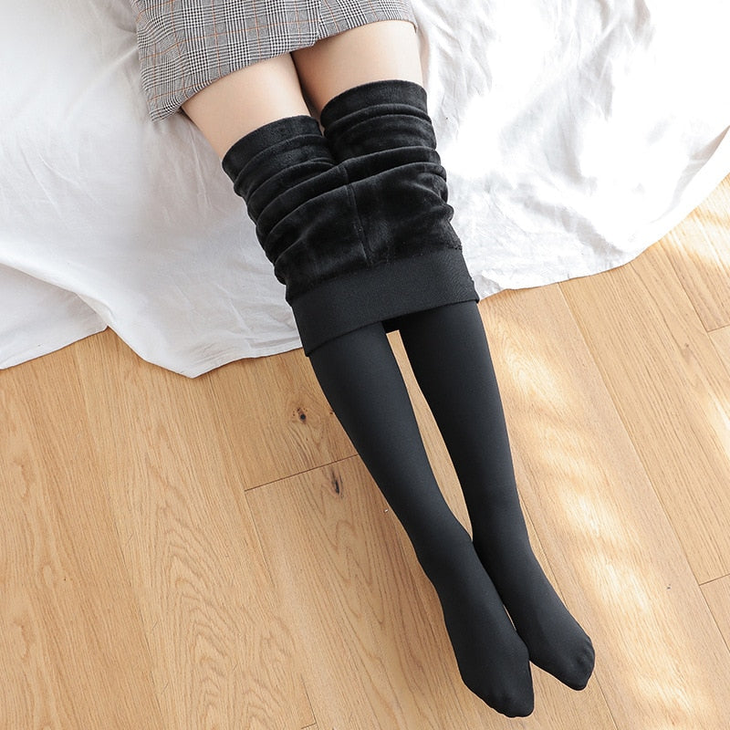 Warm Solid Velvet Leggings for Women Winter High Waist Stretchy