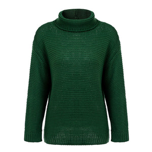 Drop sleeve turtleneck pullover knitted sweater