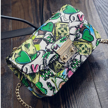 Women Summer Graffiti Ladies Designer Handbags High Quality Chain Mini Bag Messenger Bags Clutch