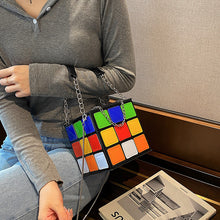 Small Mini Rubik's Cube Design Handbags For Women With Metal Chain
