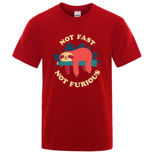 Not Fast Not Furious Cartoons Print Men Tee Shirts Street Fashion Casual Summer
