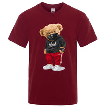 100% Cotton Bear Print Short-sleeved T-shirt male Summer Casual Oversized men Shirt S-XXXL
