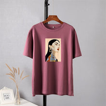Chic Cotton Graphic Printed Oversized T Shirts for Women Casual O Neck Tees