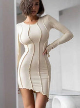 Stylish Round Neck, Long Sleeve Mini Dress