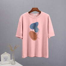 Abstract Print Oversized T Shirts for Women Casual O Neck Aesthetic Tees