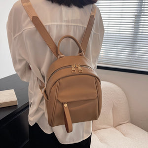 High Quality Waterproof Leather Women Backpack College Style Travel School Bags