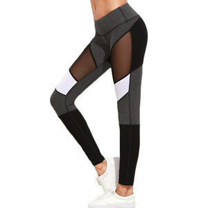 Women Fitness Leggings Black Casual Leggins Workout Pants Mesh Patchwork Leggings Mesh Insert Leggings - luxuryandme.com