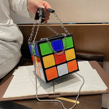 Small Mini Rubik's Cube Design Handbags For Women With Metal Chain