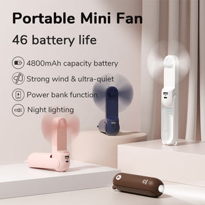 Portable Mini Handheld Recharge Fan USB 4800mAh