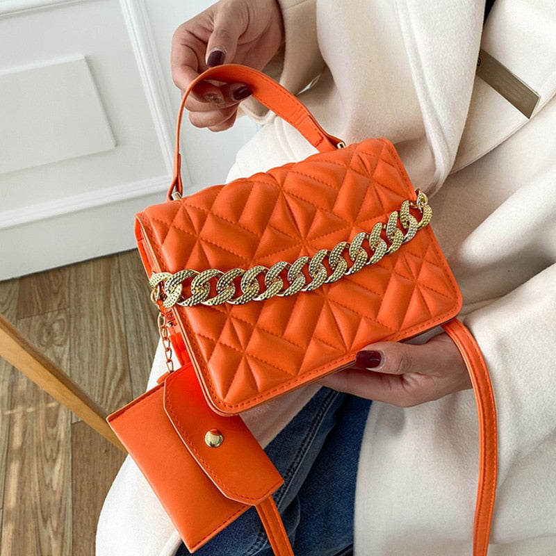 Luxurious Ling Plaid Leather Handbag Women's Party Shoulder Bag