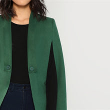 Green Shawl Collar Longline Cloak Coat