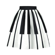 Echoine Women Pleated Skirts Fashion Piano Keyboard Print Ball Gown High Waist Knee Length Casual Women Skirt - luxuryandme.com