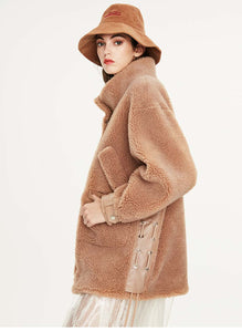 Real fur teddy bear style winter coat