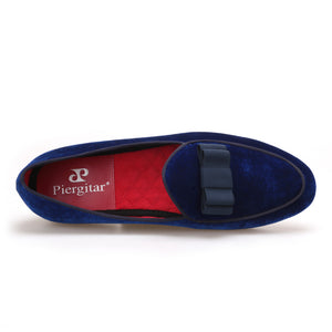 Royal Blue Velvet Handmade Loafers - luxuryandme.com