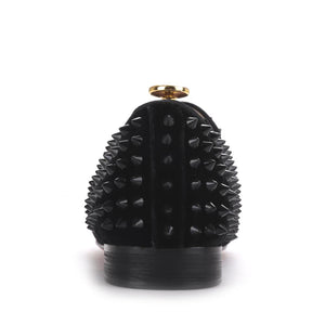 Black velvet rivet handmade loafers - luxuryandme.com