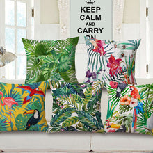 Tropical Plant Hibiscus Flower Pillow case Parrot Cushion Cover - luxuryandme.com