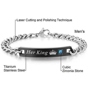Her King His Queen Couple Stainless Steel Bracelets - luxuryandme.com