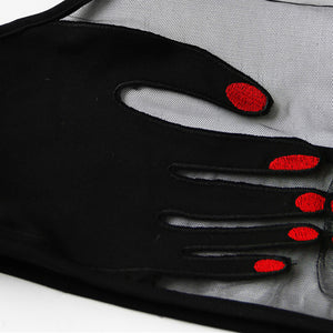 Black Hand Patch Halter Neck Mesh Bralette Crop Top - luxuryandme.com