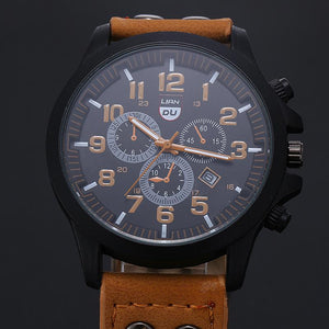 Military Leather Strap  Quartz Watch - luxuryandme.com