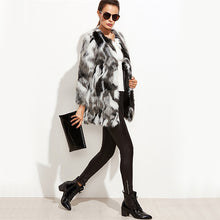 Faux Fur Fuzzy Color Block Open Front Coat - luxuryandme.com
