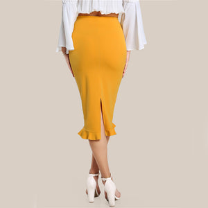Split Ruffle Pencil Skirt - luxuryandme.com