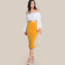 Split Ruffle Pencil Skirt - luxuryandme.com