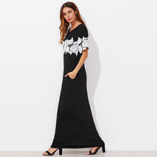 Black Short Sleeve Pocket Maxi Dress - luxuryandme.com