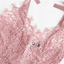 Ribbon Tie Shoulder See Through Floral Lace Bodysuit - luxuryandme.com