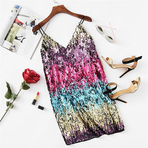 Sequin A Line Mini Cami Dress - luxuryandme.com
