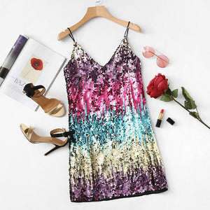 Sequin A Line Mini Cami Dress - luxuryandme.com