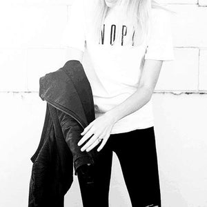 NOPE Print O-Neck T-shirt