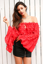 Flare sleeve applique blouse - luxuryandme.com