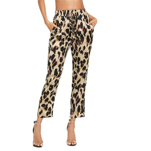 Patched Drawstring Leopard Print Trouser
