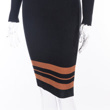 Striped Sheath Wrap Knitted Dress